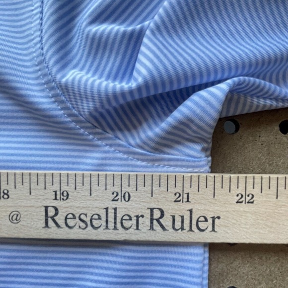 LNWOT Greyson SS Polo Shirt Golf Tour Striped Blue Medium Men - Picture 7 of 8